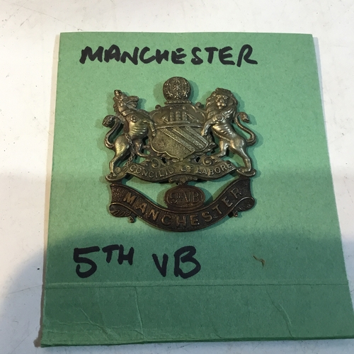 82 - Manchester Regiment 5th Volunteer Regiment Brass Cap Badge