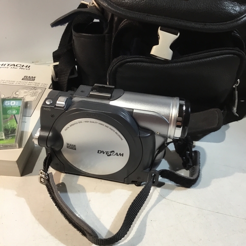 85 - Hitachi DVD Camcorder with Chargers and Disc, in leather case