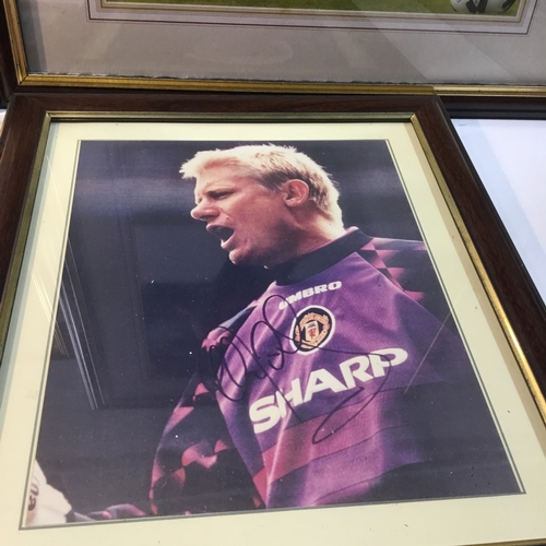 93 - Collection of Framed Manchester United Photographs, inc signed Peter Schmeichel