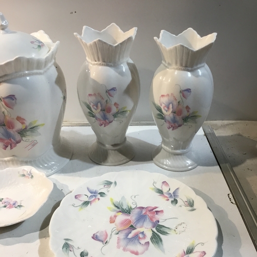 98 - Aynsley “Little Sweetheart” Bone China Vase, Plate and Trinket Pot Collection