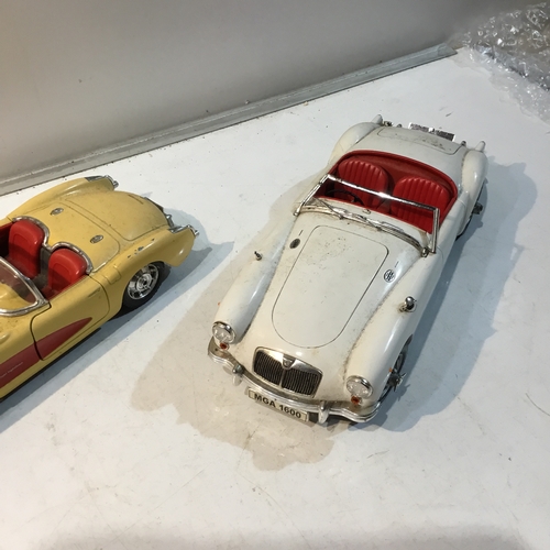 116 - Pair of large cars 0 MGA 1/18 scale by Revell + Chevrolet by Burago 1/24 scale