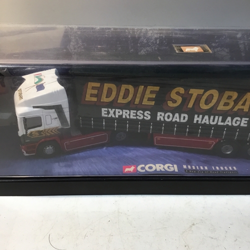 133 - Cased ERF EC series Corgi Eddie stobart lorry and trailer