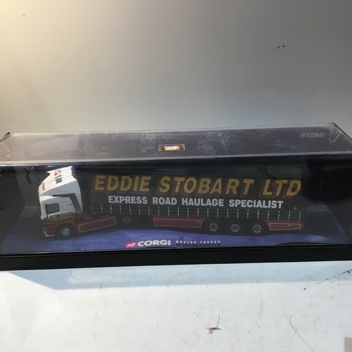 133 - Cased ERF EC series Corgi Eddie stobart lorry and trailer