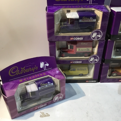 139 - Collection of Eight Diecast Cadburys Van Models