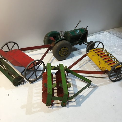 158 - Diecast Model tractor with Attachment Farm Equipment.