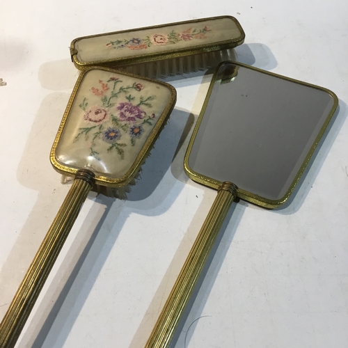 165 - Three Piece Brush and Vanity Mirror Set