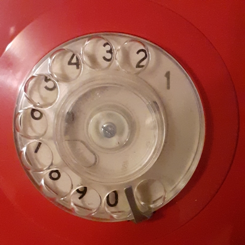 122A - British Telecom Red Rotary Dial Telephone. Model 8746D. More rare red colour in very good condition