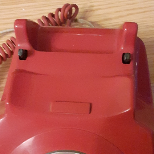 122A - British Telecom Red Rotary Dial Telephone. Model 8746D. More rare red colour in very good condition