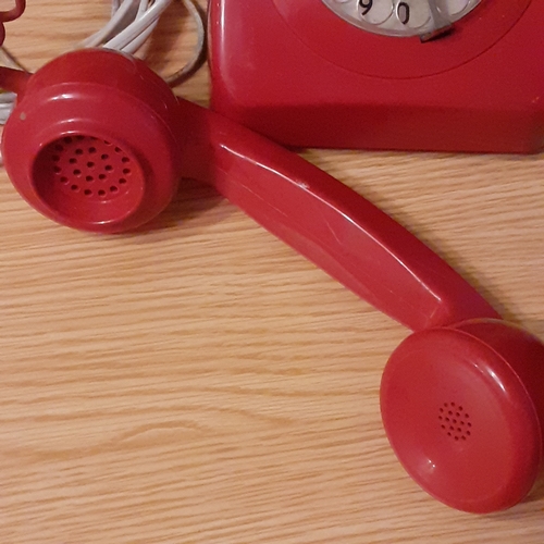 122A - British Telecom Red Rotary Dial Telephone. Model 8746D. More rare red colour in very good condition