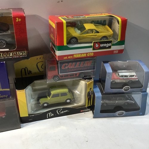 176 - Quantity of boxed die cast vehicles inc Mr Bean, Crème Egg, Burago Ferrari GTO and more