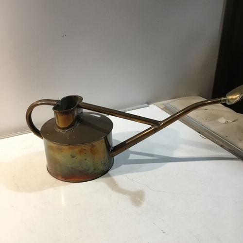 178 - Vintage copper watering can with Haws Genuine brass sprinkler end