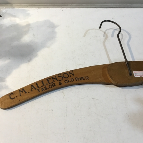 202 - C M Allen & Son tailor & clothier of 1&2 Hall Place Spalding vintage coat hanger