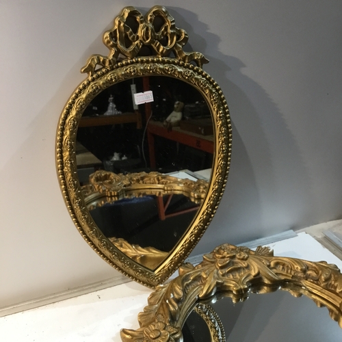 211 - Pair of gold gilt wall hanging mirrors