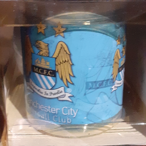 133A - Manchester City Twin Mug Set. Vintage in original packaging, look unopened. Official Manchester City... 