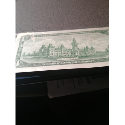 451A - COINS :CANADA 1 dollar note dated 1967 in mint condition