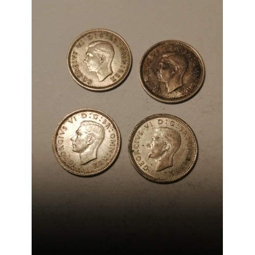 473A - COINS : 4 x silver threepenny bits dated 1937,38,40 and 1941 All coins in extremely fine condition