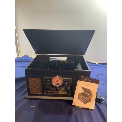 529 - Walters timeless collection retro turntable with user manual untested