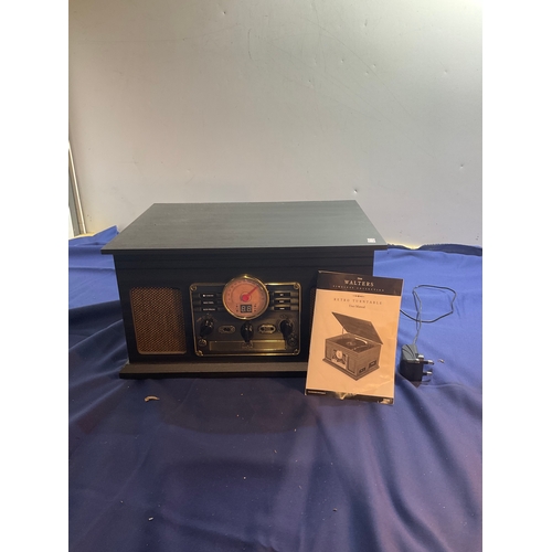 529 - Walters timeless collection retro turntable with user manual untested