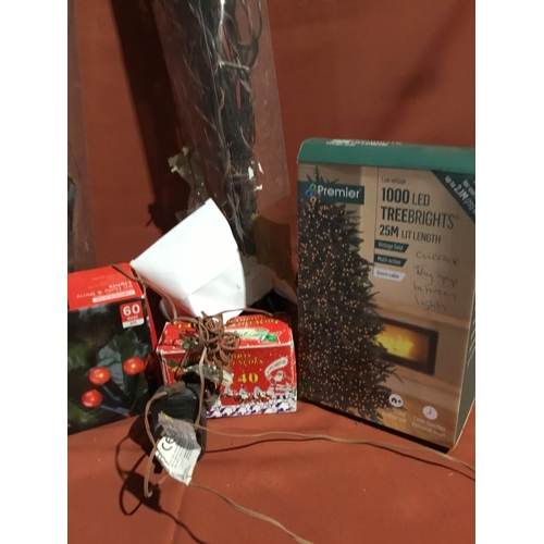 971 - Christmas lot inc boxed lights & artificial twig trees