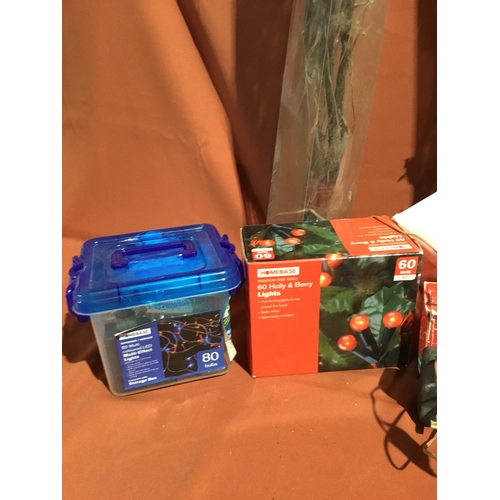 971 - Christmas lot inc boxed lights & artificial twig trees