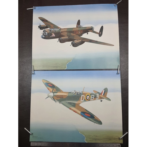 220A - Set of 6 prints of planes. Hawker Hurricane MK1, Boeing B17G Flying Fortress, Republic P470 Thunderb... 