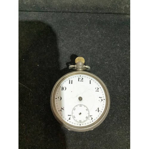 87A - Silver stamped pocket watch - missing glass bezel - total weight 88g