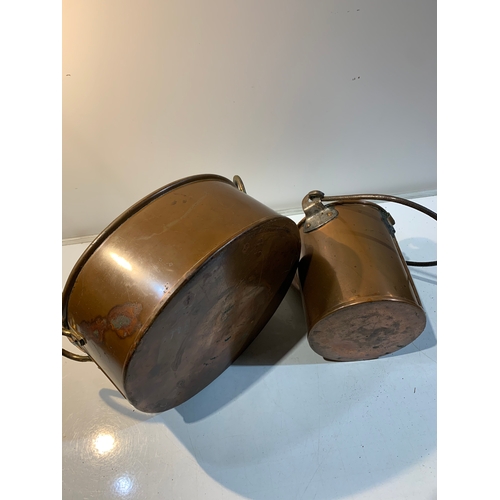 246 - Copper cooking pan and jug