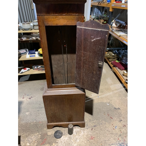 261 - Stevenson Nottingham grandfather clock with weights & pendulum