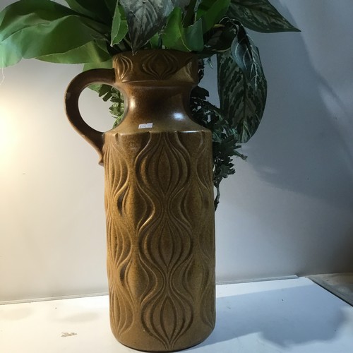 257 - West German tall vase with artificial flowers