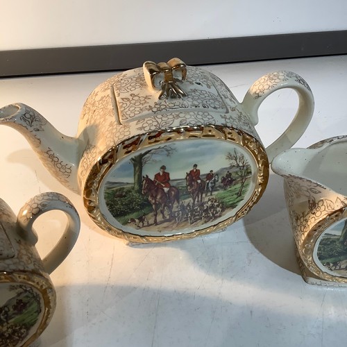 451 - Sadler three piece hunting tea set