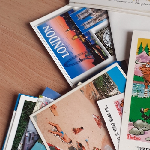 434 - Quantity of collectible postcards, cigarette cards and matchboxes. Includes some postcards which are... 