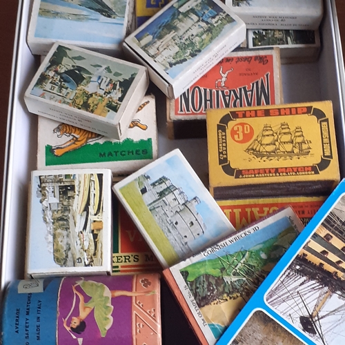 434 - Quantity of collectible postcards, cigarette cards and matchboxes. Includes some postcards which are... 