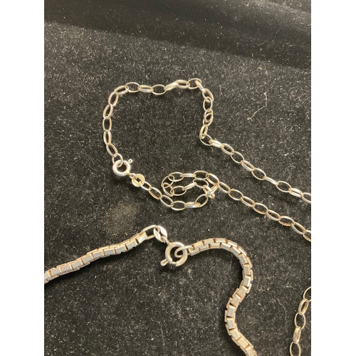 266 - Heavy 925 silver Square curb chain and 925 silver belcher chain necklaces 20g