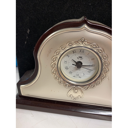 287 - Italian mantle clock - 925 silver front - with battery operated movement