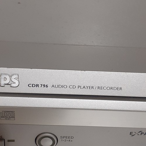 431 - Phillips CD recorder. Model CDR 796. 4 speed recording. Working order. One disc drive opens sometime... 