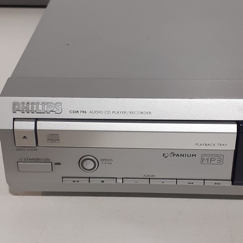 431 - Phillips CD recorder. Model CDR 796. 4 speed recording. Working order. One disc drive opens sometime... 