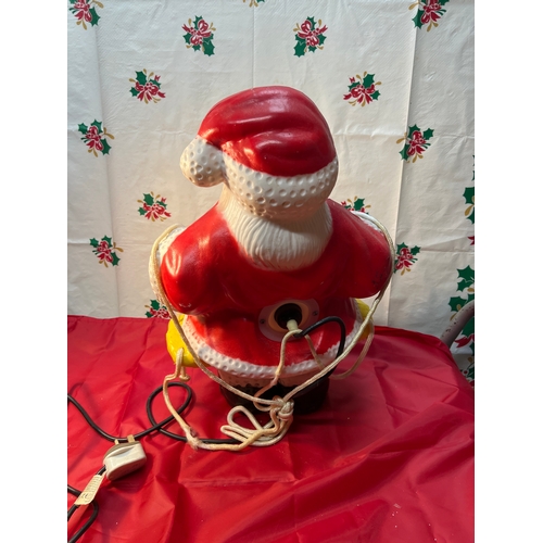 54 - Resin moulded Santa light up decoration with rope for hanging up