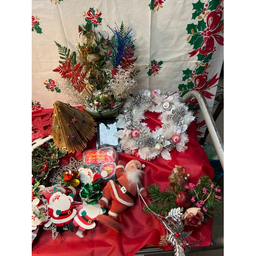 69 - Quantity of Christmas decorations inc Ho Ho Ho sign, hanging bells, wreaths & more