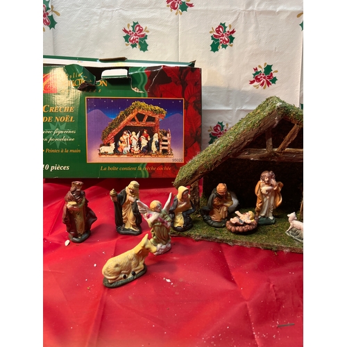 74 - Nativity set with porcelain figures