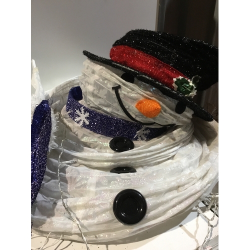 156 - 2x pop up snowman - light up - may need extra poles