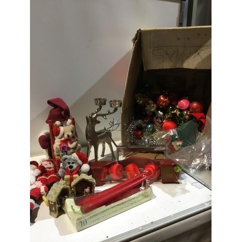 160 - Mixed lot metal reindeer, candle holder, baubles plus lots more