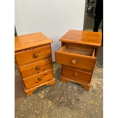 177 - Pair of pine 3 drawer bedside units