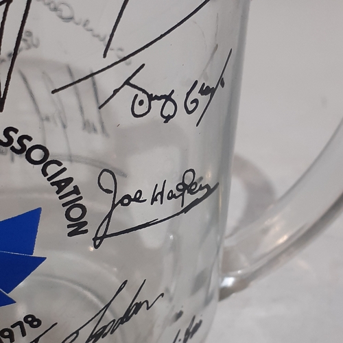 2 - Glass tankard showing S.F.A. Argentina 1978 with multiple signatures. Good clean condition