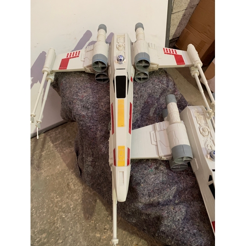 284 - 2x large Hasbro Star Wars rebel alliance fighter aircraft - approx 70cm long