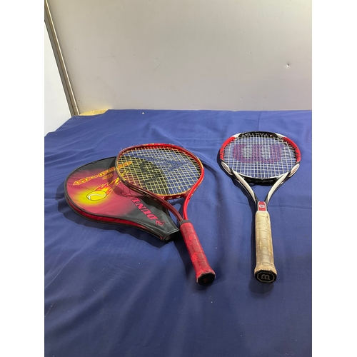 151 - Dunlop Firepower tennis racket in case , and Wilson factor six one