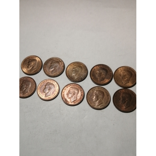 23A - COINS : 10 x farthings 1937 to 1946 date run All coins in extremely fine condition or better with or... 