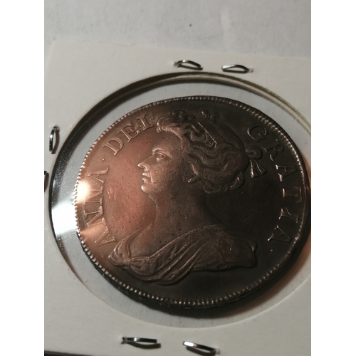 39A - COINS : 1713 Queen Anne halfcrown in good very fine condition with lovely iridescent toning