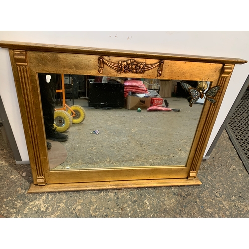 543 - Large gold gilt over mantle mirror - 1m wide