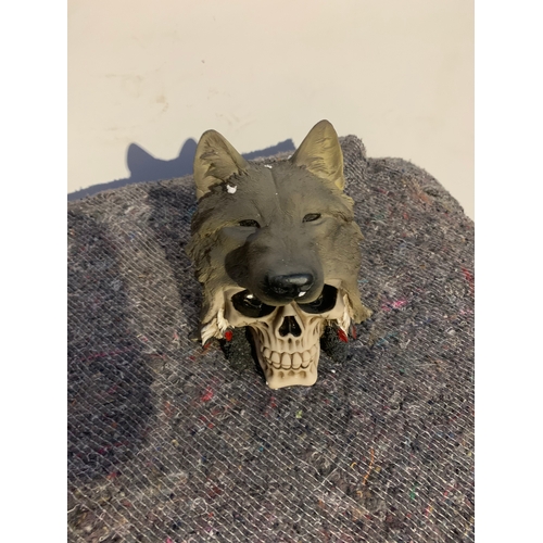 563 - Indian fox head on skull ornament as new