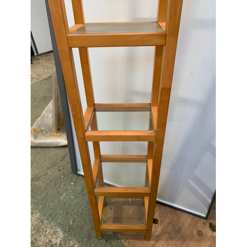 566 - 6ft tall narrow glazed shelving unit